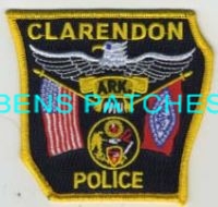 ARKANSAS,CLARENDON POLICE 2 STATE SHAPED